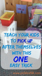 Teach your kids to pick up after themselves with this ONE easy trick from www.picklesINK.com #parenting #organizing