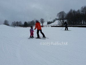 Molly Monkey's ski lesson New Year's with #TeamPickles www.picklesINK.com